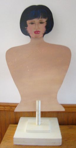 RARE ANTIQUE MID CENTURY MILLINERY HAND PAINTED COUNTER TOP MANNEQUIN BUST TORSE