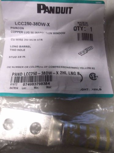 Panduit lcc250-38dw-x code conductor lug, two hole, long barrel with window for sale