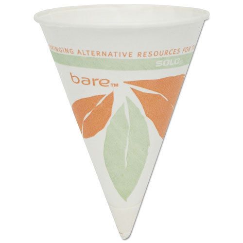 Bare eco-forward paper cone water cups, 4oz, white, 200/pack, 25 packs/carton for sale