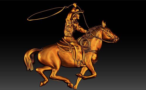 3d stl model for CNC Router mill&amp;3DPrinter- VECTRIC RLF ARTCAM cowboy on a horse