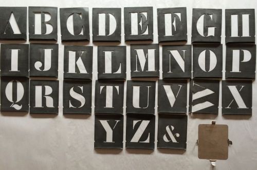 Lot of 37 Vintage 70mm METAL Stencils Letters Alphabet and Numbers CHARRETTE