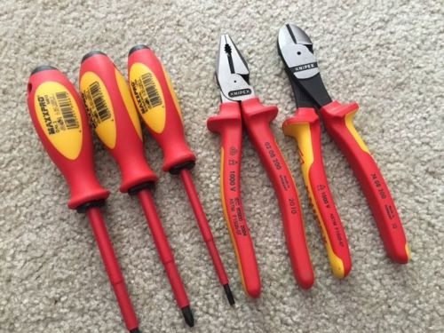 *new lot* 5-pc set of knipex / witte insulated pliers and screwdrivers - germany for sale