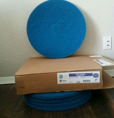 20&#034; Blue Floor Cleaning Pads cs/5 Triple S Made in USA Scrubbing Commercial