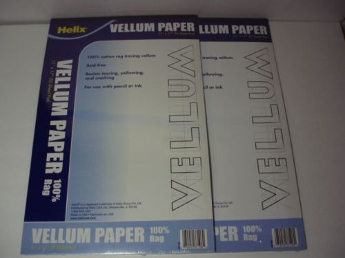 Lot of 2 Helix Vellum Paper Pad 11&#034; x 17&#034;  White 50 Sheets (37106)