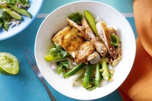 Beans with rosemary and gar chicken with cucumber zucchini and mint salad recipe