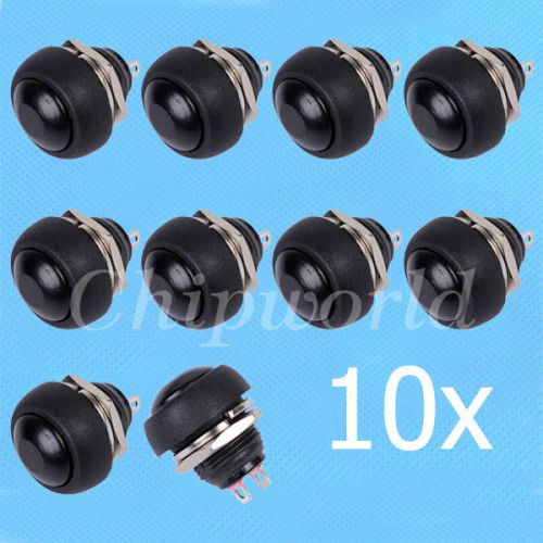 10X 12mm Black Mini Round Switch Waterproof momentary ON/OFF Push button US