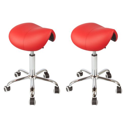 2 Red Adjustable Tattoo Salon Stool Hydraulic Rolling Chair Facial Massage Spa