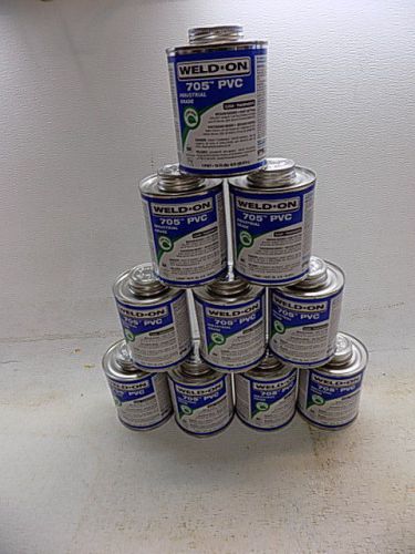 Ten 1 Pt Cans Weld On 705 PVC Industrial Grade Clear Fast Setting Solvent Cement