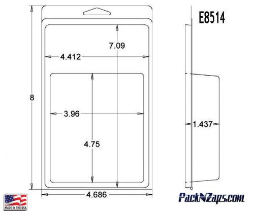 E8514: 250- 8&#034;H x 4.7&#034;W x 1.4&#034;D Clamshell Packaging Clear Plastic Blister Pack