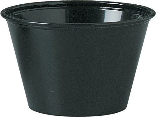 Sold individually solo plastic 4.0 oz black portion container for food, for sale