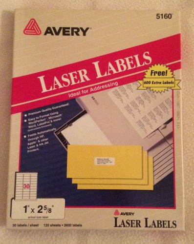 Avery 5160 Laser Address Labels 1&#034; x 2-5/8&#034; Labels / Open Box 2220 Labels