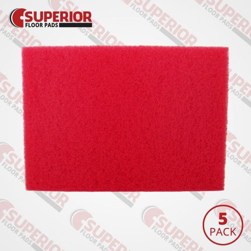 Professional 14&#034; x 28&#034; Red Floor Cleaning &amp; Buffing Pad (5 Pack)