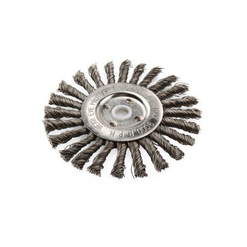 Lincoln electric kh307 knotted wire wheel brush, 9000 rpm, 6&#034; diameter x 1/2&#034; for sale