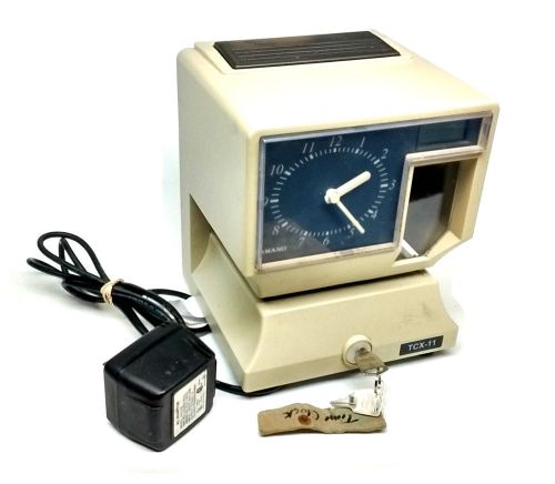 Amano Model TCX-11 Electronic Time Card Clock Analog Dial &amp; Digital LCD Display