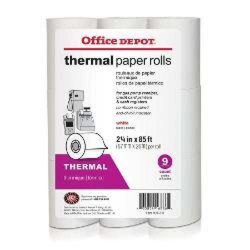 Office Depot Thermal Paper Rolls, 2 1/4in. x 85ft., White, Pack Of 9, 109317