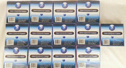 SLIM CD/DVD COLORED JEWEL CASES FLEXIBLE HARD PLASTIC - 65 CASES