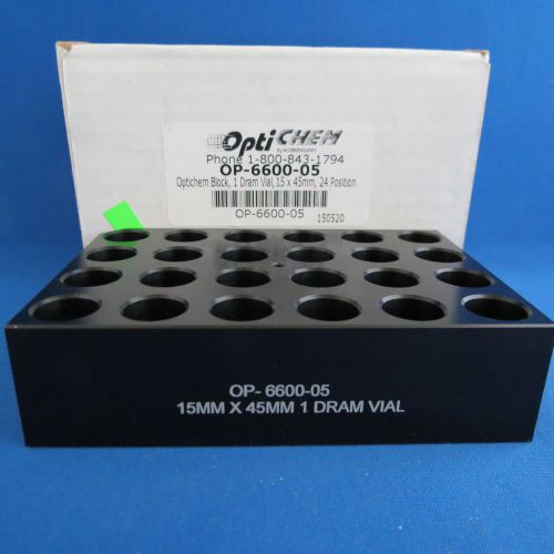 Chemglass optichem 1 dram 24 position vial block 15 x 45mm op-6600-05 for sale