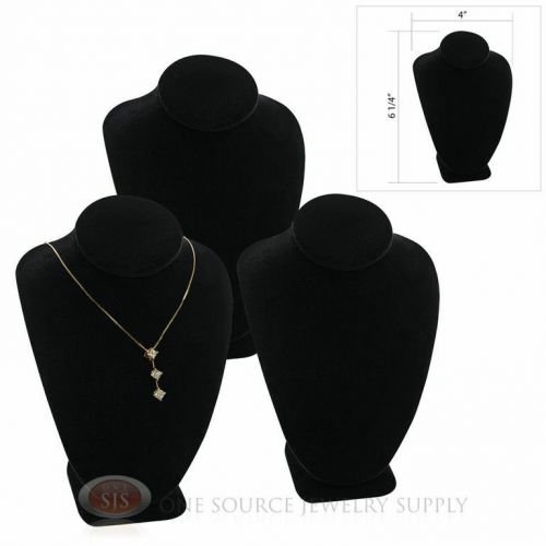 (3) 6 1/4&#034; Pendant Necklace Black Velvet Neck Form Jewelry Presentation Displays
