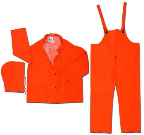 MCR Safety 2413L Classic Plus PVC/Polyester 3-Piece Corduroy Collar Rain Suit