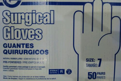 Natural rubber Latex Pre-Powdered Surgical Glove Size 7 - 50 pairs New