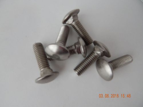 Stainless steel carriage bolts. 3/8 - 16 x 1 1/4&#034;..6 pcs. new for sale
