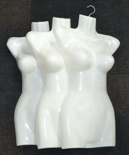 3 X White Female Hook Hanger Mannequin Torso Clothing Display Dress