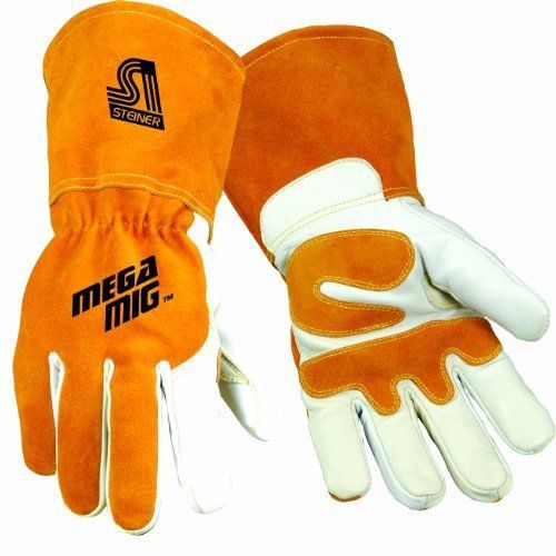 Steiner 0215l mega mig gloves, premium heavyweight grain goatskin split cowhide for sale