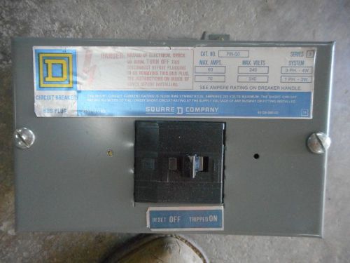 Square d pin-qo 60 amp 240v ser 3 circuit breaker bus plug for sale