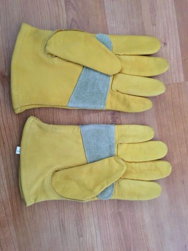 Men&#039;s 100% Cowhide Leather Construction/Work Yellow Gloves - Size Large