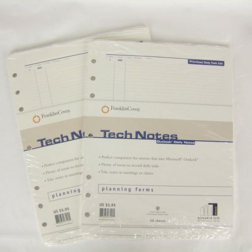 FranklinCovey Tech Notes Planning Forms Monarch Set of 2 Packs Planner Organizer