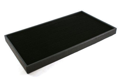 72 Slot Black Jewelry Travel Ring Insert Display Pad with Stackable Tray
