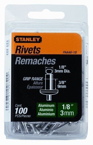 Stanley PAA46-1B 1/8 Inch X 3/8 Inch Aluminum Rivets, Pack of 100(Pack of 100)