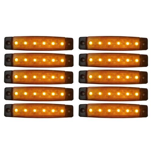 10 Pcs 12V 6SMD LED Amber Clear Side Marker Light Lamp Truck Trailer Lorry MA564