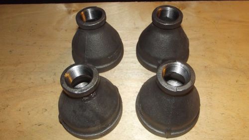 Lot of (4) 2 x 3/4  inch reducer coupling black  iron pipe threaded fittings for sale