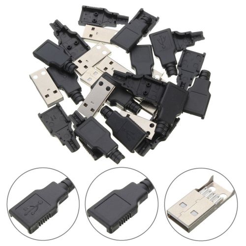 10Pcs USB 2.0 Type-A Plug 4 Pin Male Adapter Connector Jack Plastic Cover Black