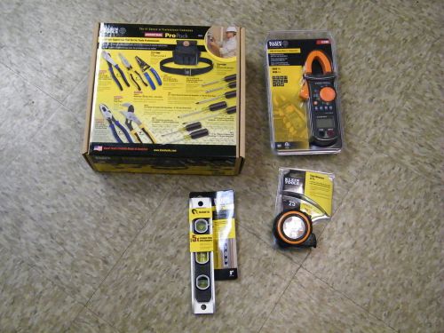 KLEIN Pro Tool Kit Journeyman 92914 AC Clamp Meter CL200 Level Tape Measure 17pc