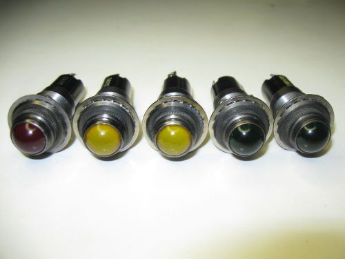 (5) Vintage DIALCO Panel Mount Jewel Indicator Lights w/ CM1819 Bulbs