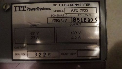 DC to DC Converter PEC 3623 ITT Power Systems