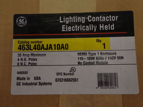 Ge lighting contactor 463l40aja10a0 30a 120v new for sale