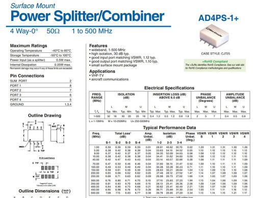 Power Splitter/Combiner : 4 Way-0° 50? 1 to 500 MHz  Mini-Circuits LOT of 19