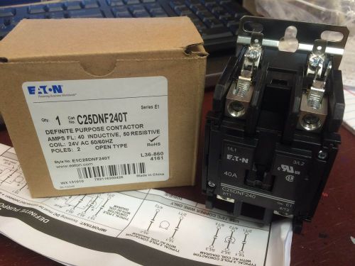 Eaton, definite purpose contactor, 40 amps., 24v coil, 2-pole, c25dnf240t for sale