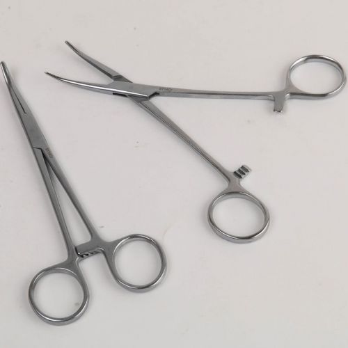 1x 5&#034;fishing stainless steel locking curved tip forceps hemostat locking clamps for sale