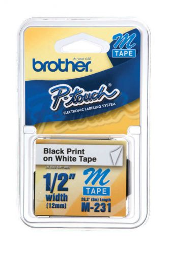Brother P-touch M-231 Black on White Label Tape for PT100, PT-100 9mm 3/8&#034;