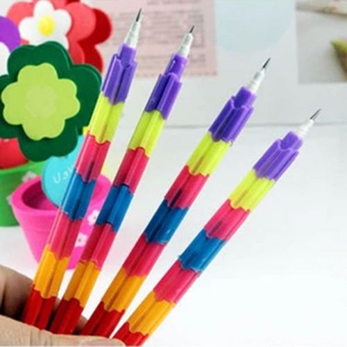 Popular Multi-Colors Stacker Swap Building Block Pencils Children Favorite 10Pcs