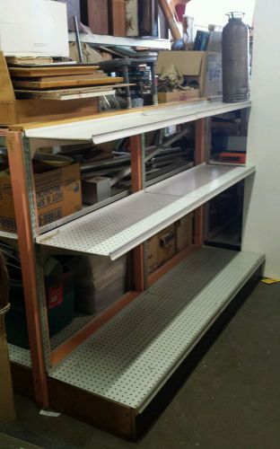 Vintage gondola shelving display shelves retail store shelf - 72&#034; long 50&#034; tall for sale