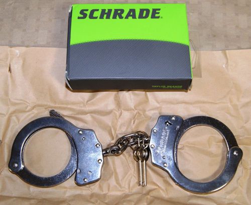 New schrade schcs stainless steel double lock chain link handcuff w/ two keys for sale