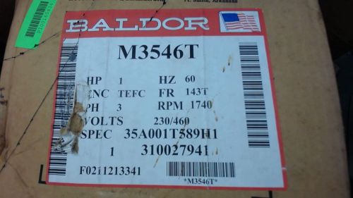 BALDOR, M3546T, AC MOTOR, 1 HP, 174 / 4P, 230/460 VOLTS, 143T FRAME,