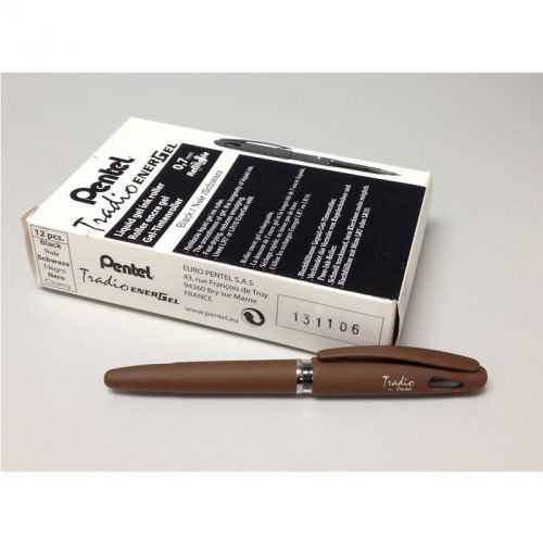 Pentel TRL92E Tradio EnerGel Roller Pen Bulk Pack (12pcs) - Brown Barrel