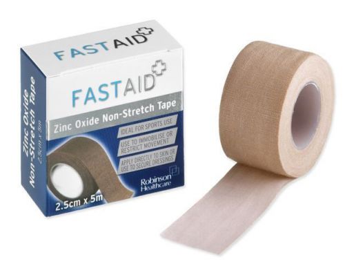 Fast Aid Zinc Oxide Non-Stretch Tape?2.5cm x 5m - Pack of 1 x 12 Packs