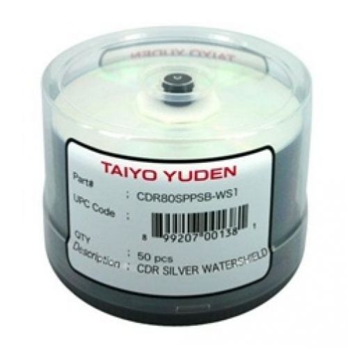 50 jvc taiyo yuden 52x cdr water shield silver inkjet for sale